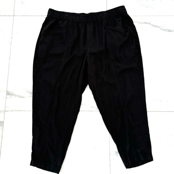Old Navy Pants - Old Navy High Rise Straight Taper Linen Pants Black Pull On Drawstring Womens 2X